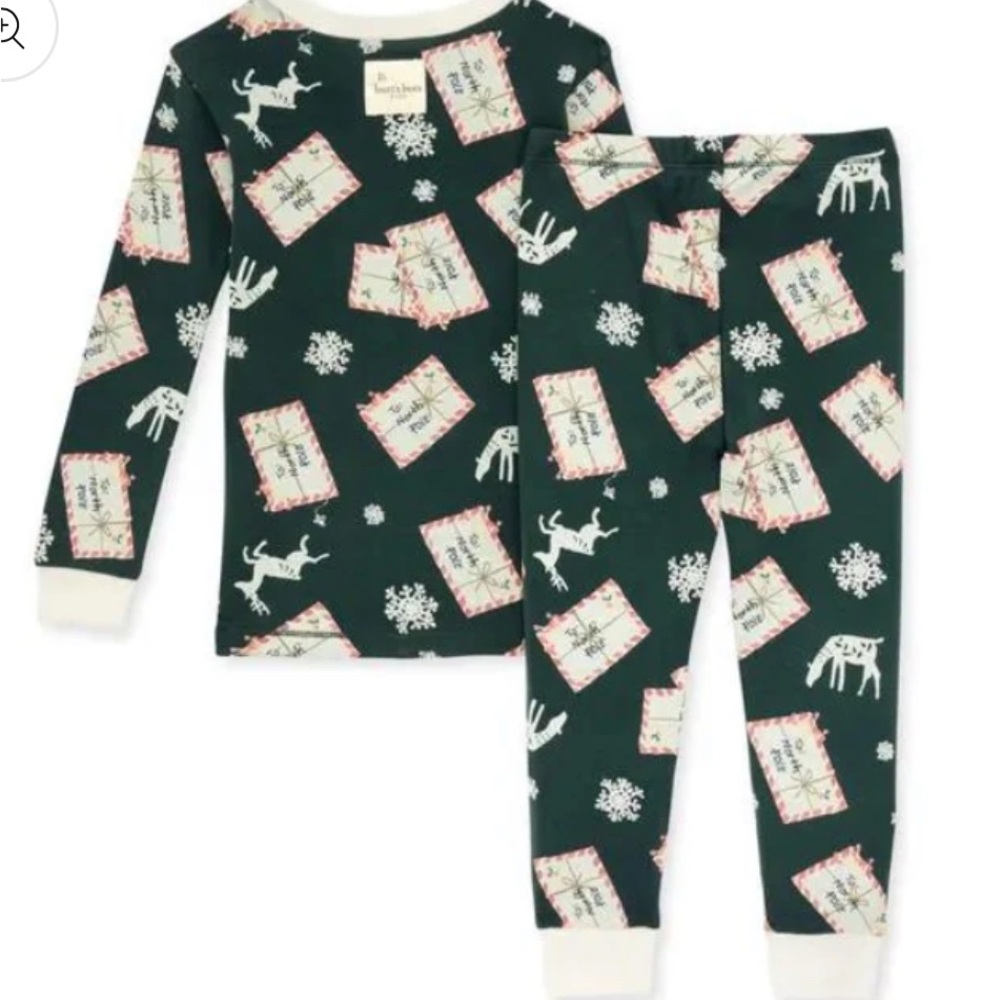Burt's Bees Baby Green Pajama Set with Festive Print